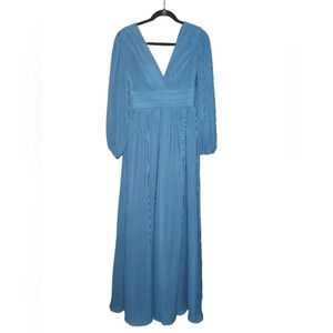 Loyeloy NWT Long V Neck Formal‎ Wedding Dress with Pockets Teal Holiday Size 6